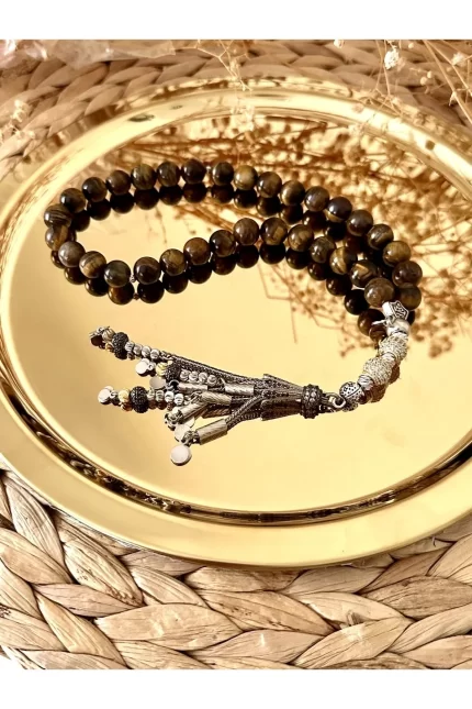 Kaplan Gözü Doğal Taş Zirkon Imameli Tesbih MDL54167